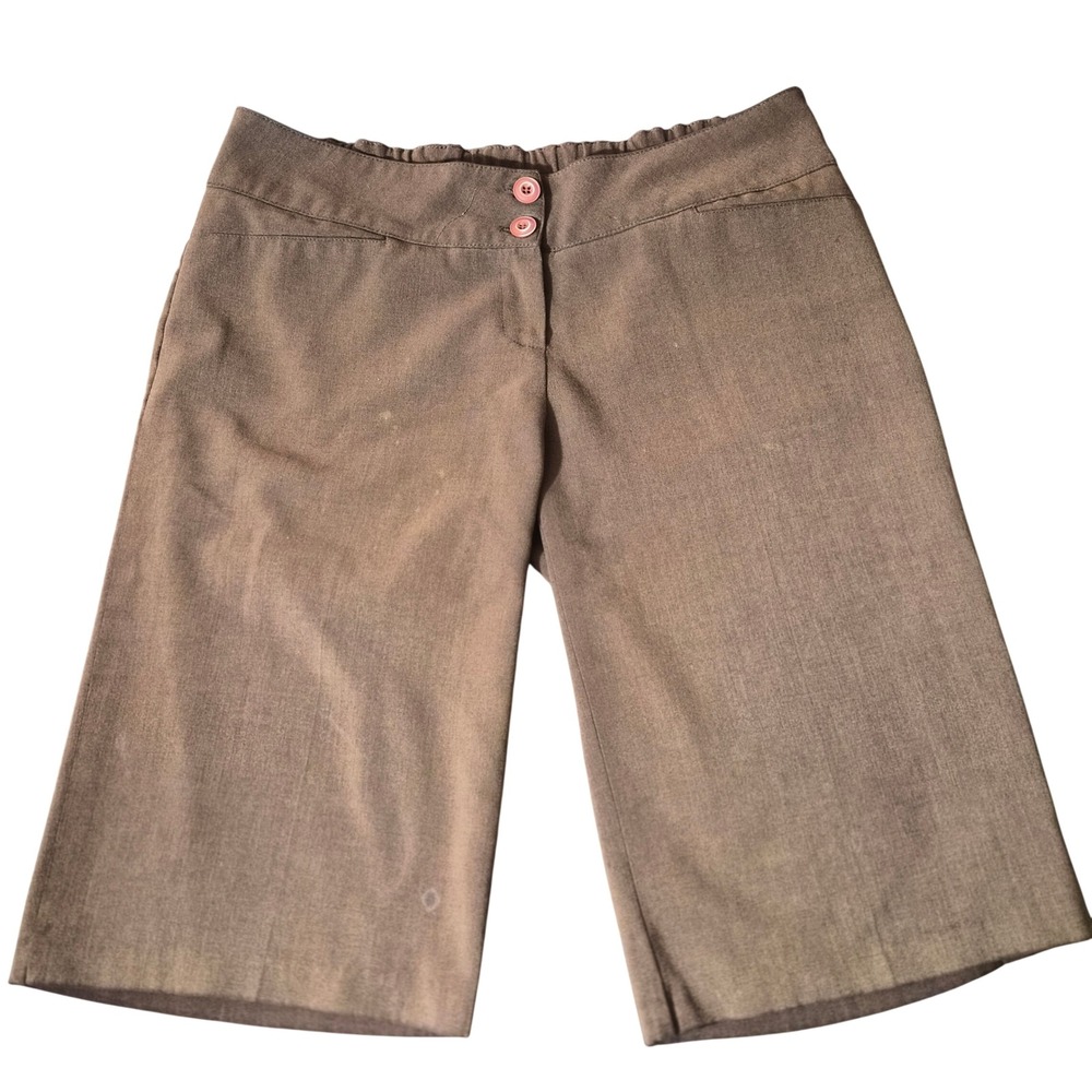 Imagenation Brown Wide Leg Cropped Pants Elastic‎ Back Culottes Trousers Womens